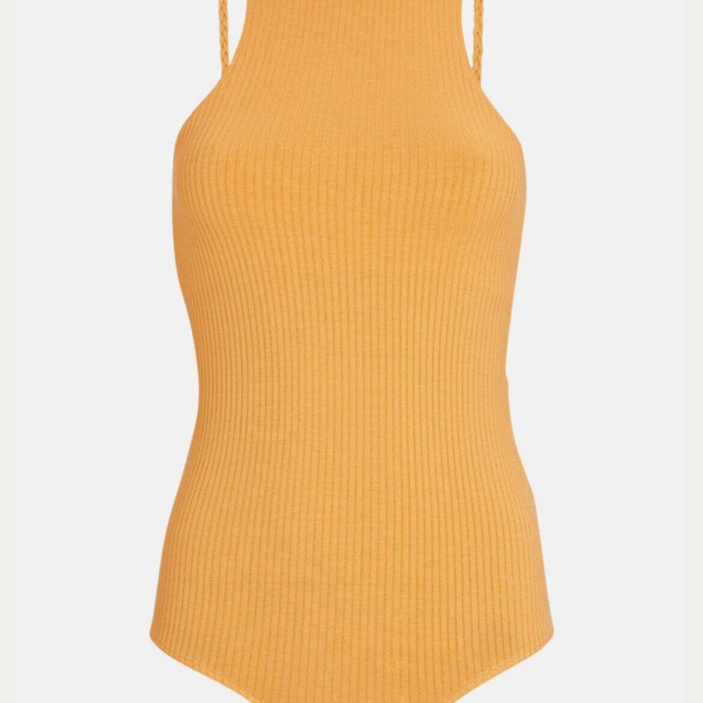 THE RANGE ALLOY‎ RIB BRAIDED BODYSUIT IN SUNRISE Small S